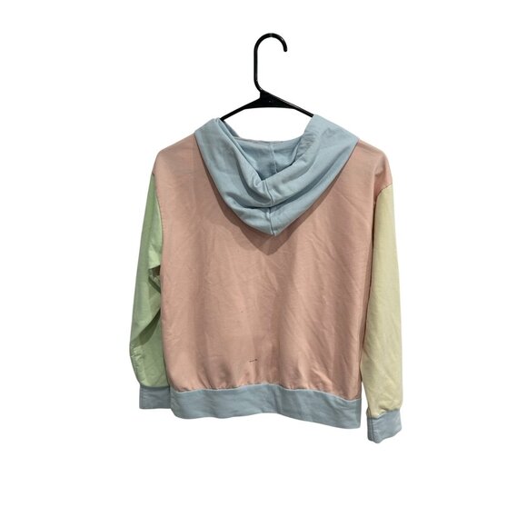 Shein Colorblock Pastel Pullover Hoodie Multicolor Sz 2 Relaxed Playful Kidcore - Picture 2 of 12